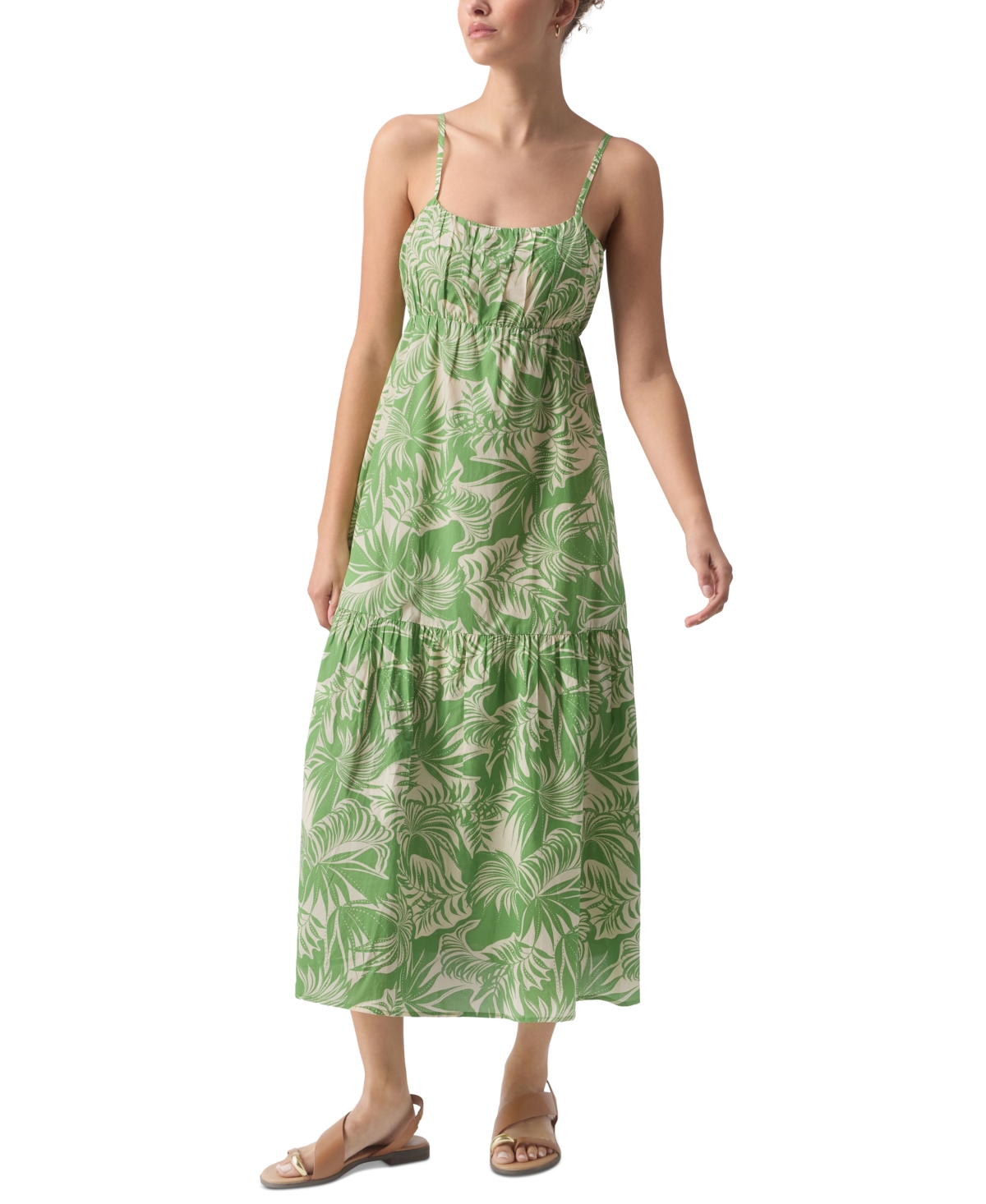 Women's Printed Dropped-Seam Maxi Dress - Cool Palm