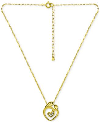 Cubic Zirconia Mother & Child Pendant Necklace, 16" + 2" extender, Created for Macy's