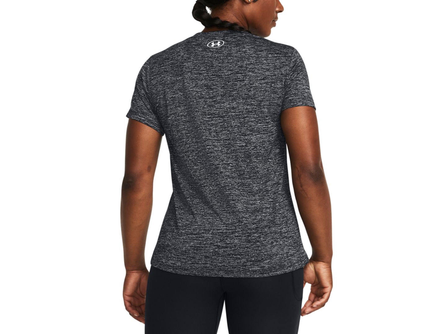 Женский топ Under Armour Twist Tech V-Neck Short-Sleeve Top, цвет: Чёрный / Белый — фото 2