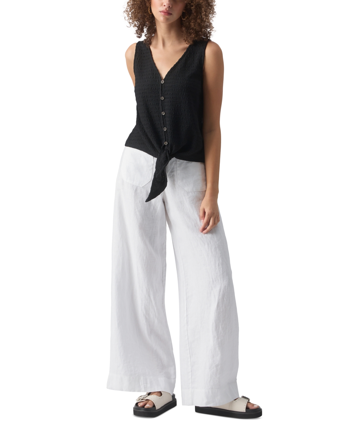 Shop Sanctuary Women's The Linen Marine Wide-leg Pants In White