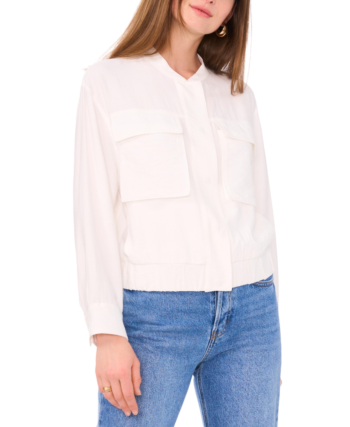 Shop Vince Camuto Women's Relaxed Bomber Jacket In New Ivory