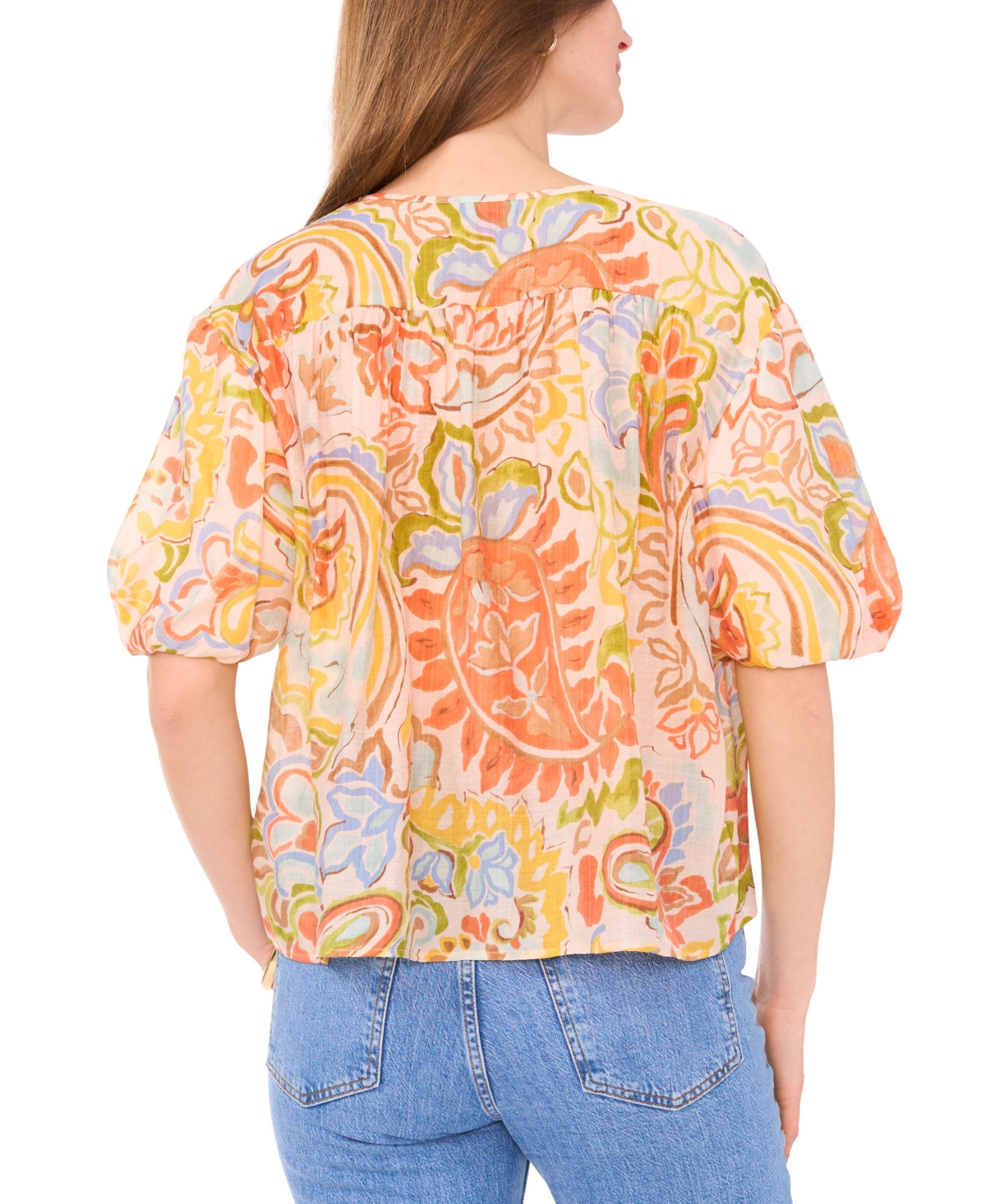 Vince Camuto Women's Printed Puff-Sleeve Top