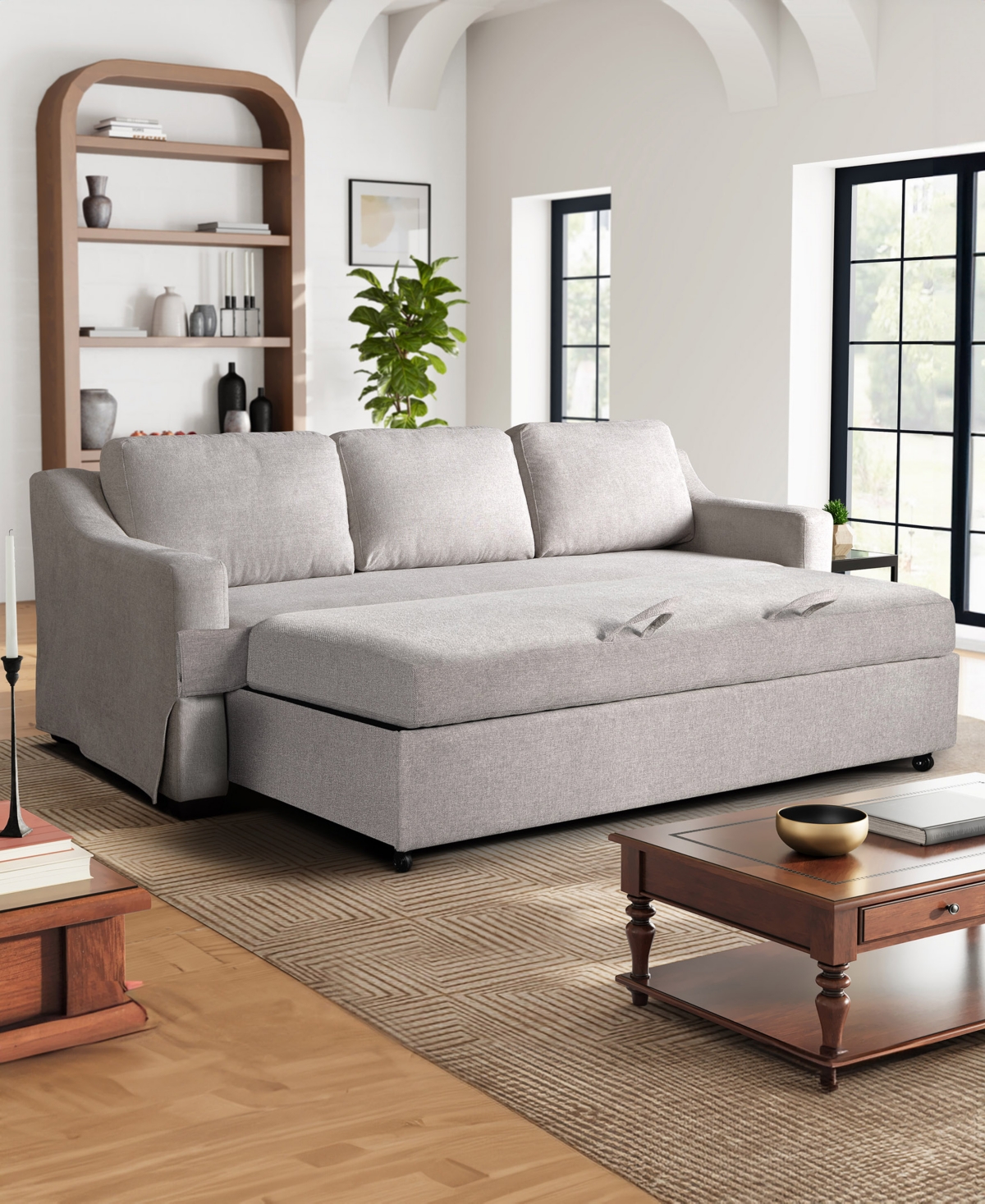 Serta 90.6" W Polyester Harley Convertible Sofa In Linen