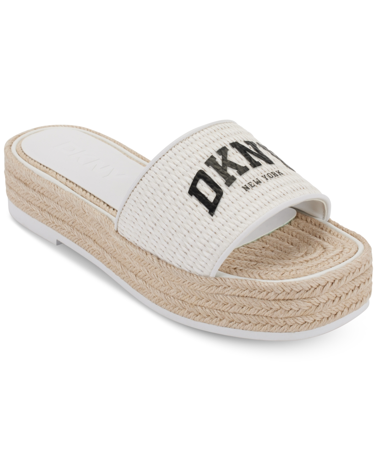 Shop Dkny Womens's Fiona Arch Logo Espadrille Platform Sandals In Bright White