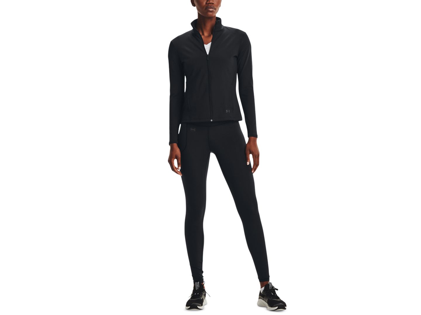 Женская куртка Under Armour Motion Zippered Mock-Neck, цвет: Чёрный / Угольный серый — фото 2