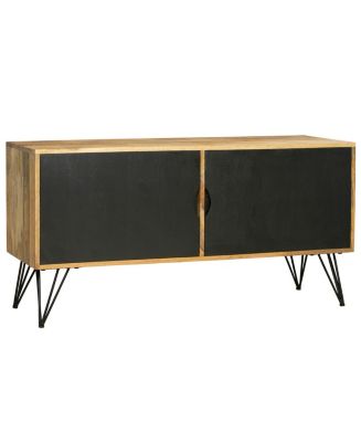 Simplie Fun TV Entertainment Unit With 2 Doors And Wooden Frame, Oak ...