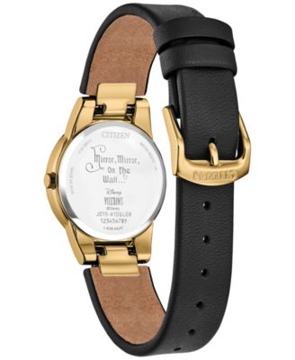 Eco-Drive Women's Disney Evil Queen Black Leather Strap Watch 30mm Gift Set