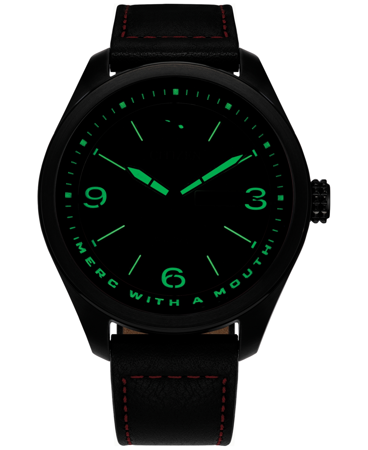 Citizen Eco-drive Men's Marvel Deadpool Returns Black Leather Strap Watch 43mm In No Color