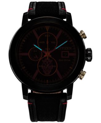 Eco-Drive Men's Chronograph Star Wars Darth Maul Mastermind Black Nylon & Leather Strap Watch 44mm