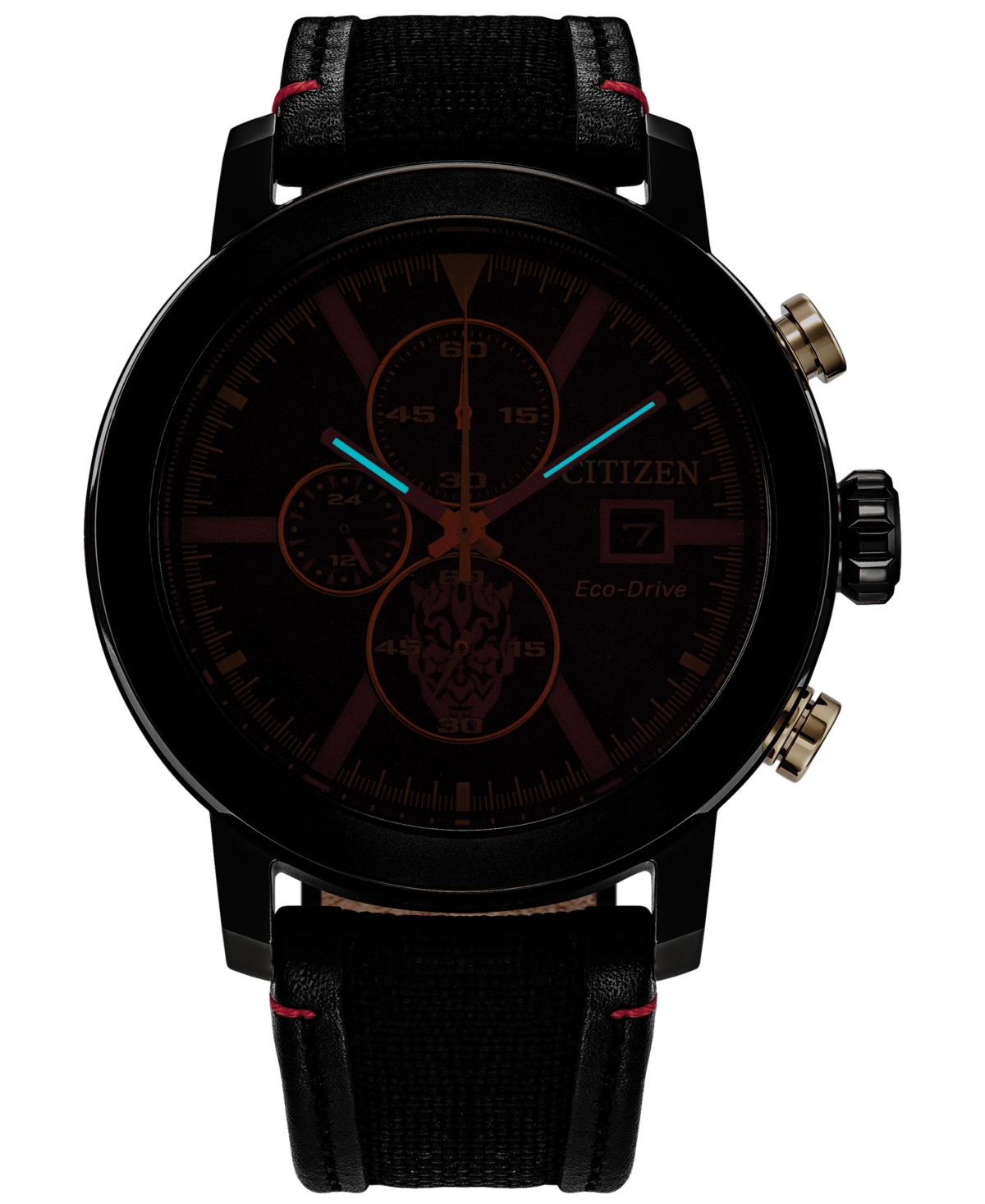 Citizen Eco-drive Men's Chronograph Star Wars Darth Maul Mastermind Black Nylon & Leather Strap Watch 44mm In No Color