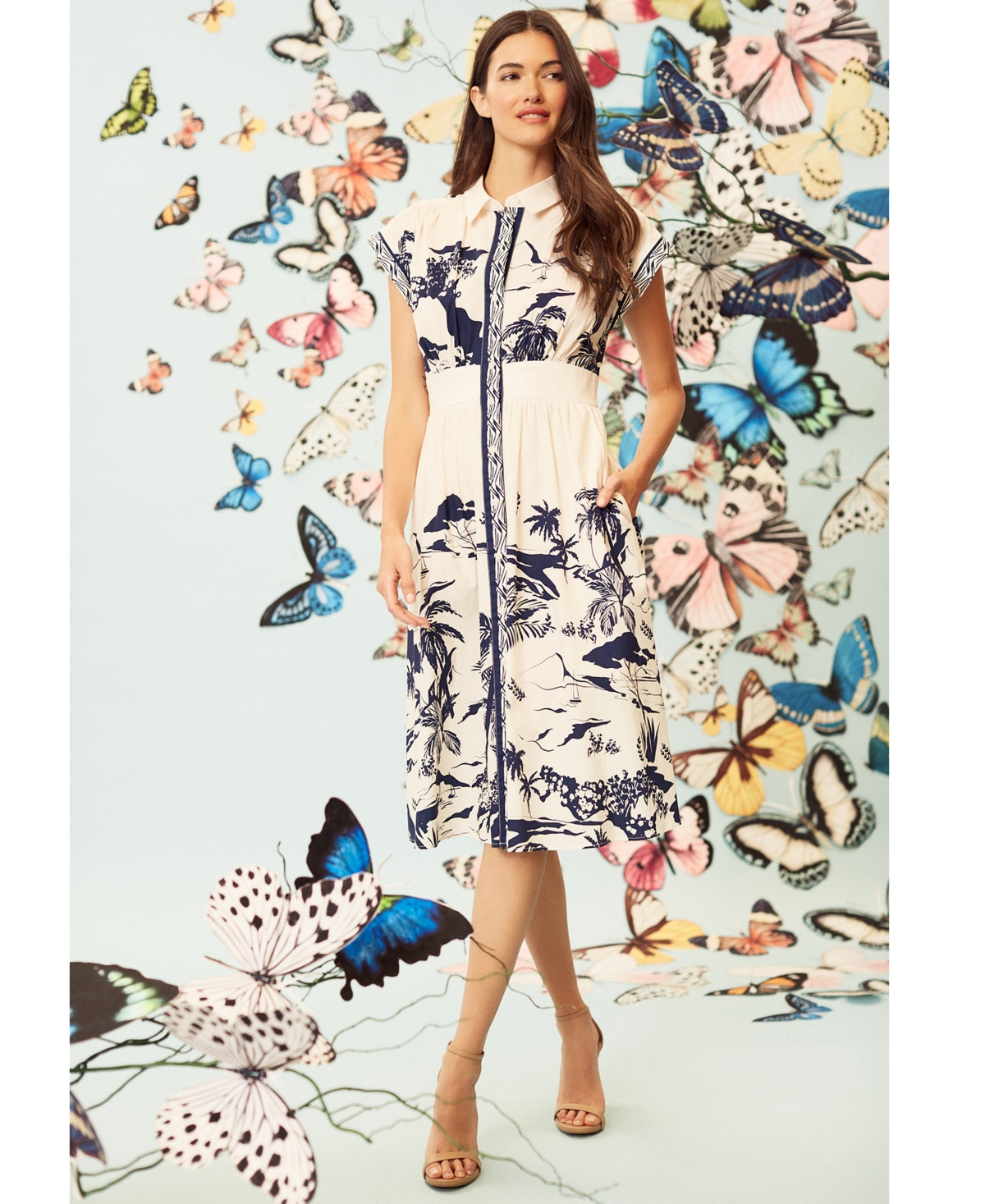 Maggy London Women's Printed Button-down Dress In Multi