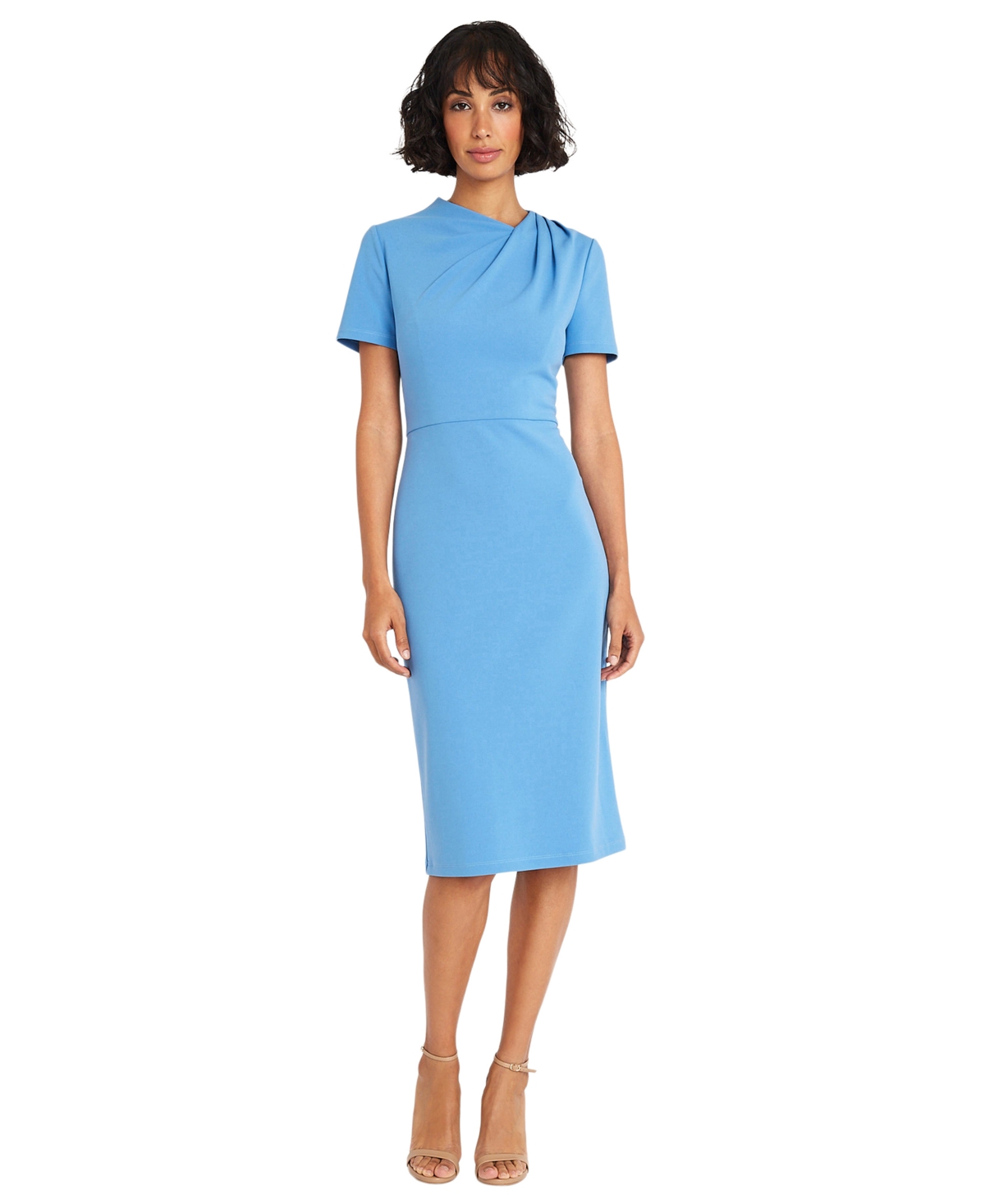 Women's Shirred-Shoulder Sheath Dress - Blue Bonnet