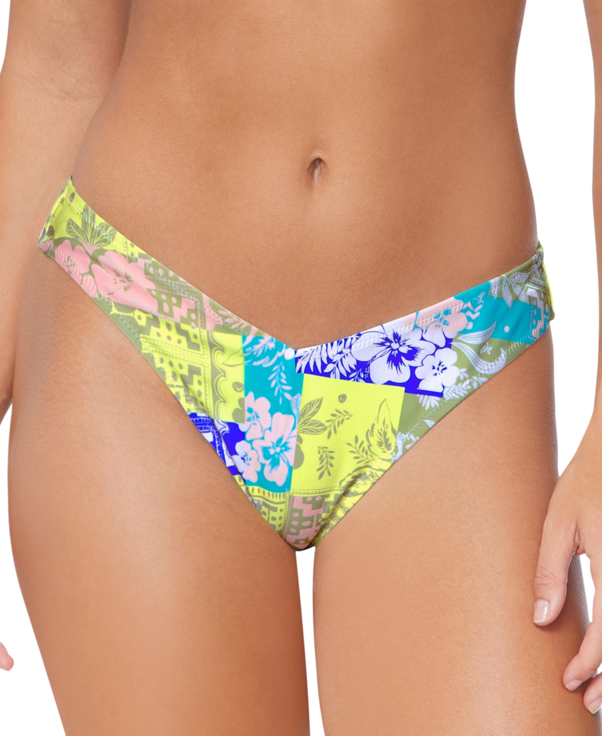 Shop Raisins Juniors' Oahu Printed V-shape Bikini Bottoms In Multi Color