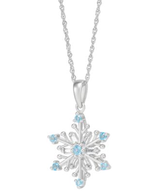 Blue Topaz (3/8 ct. t.w.) and White Topaz (3/8 ct. t.w.) Snowflake Pendant Set in Sterling Silver