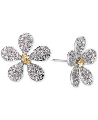 Eliot Danori - Rhodium-Plated Cubic Zirconia Daisy Stud Earrings