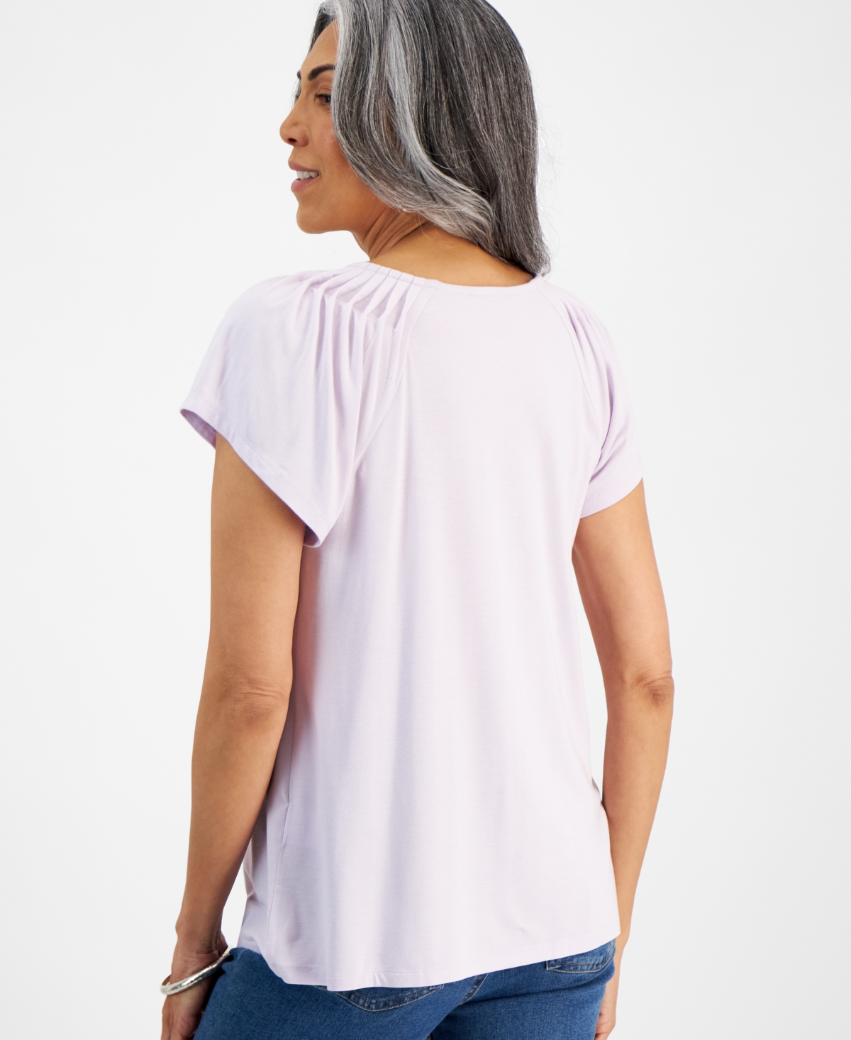 Style & Co Women's Pleated-Neck Short-Sleeve Top, Regular & Petite, Created for Macy's