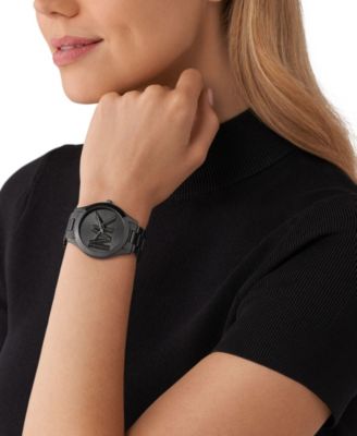 Women's Slim Runway Three-Hand Black Stainless Steel Watch 42mm