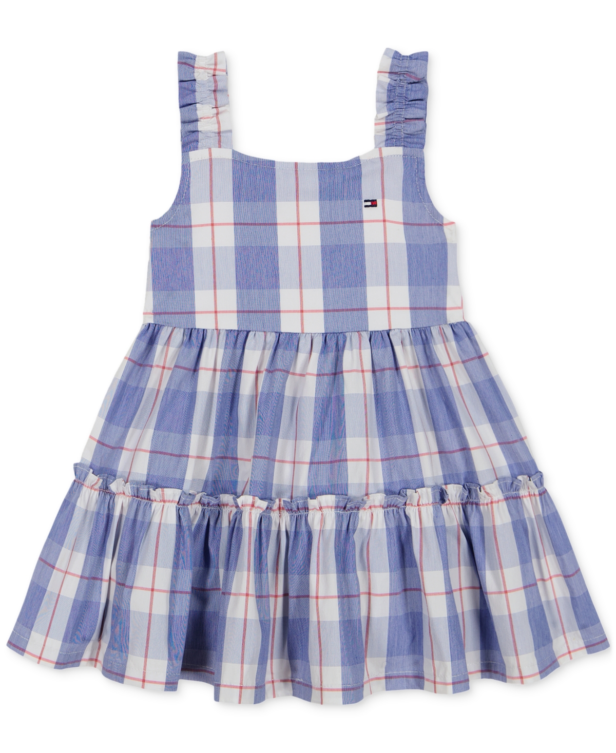 Shop Tommy Hilfiger Little Girls Plaid Open-back Tiered Dress In Assorted