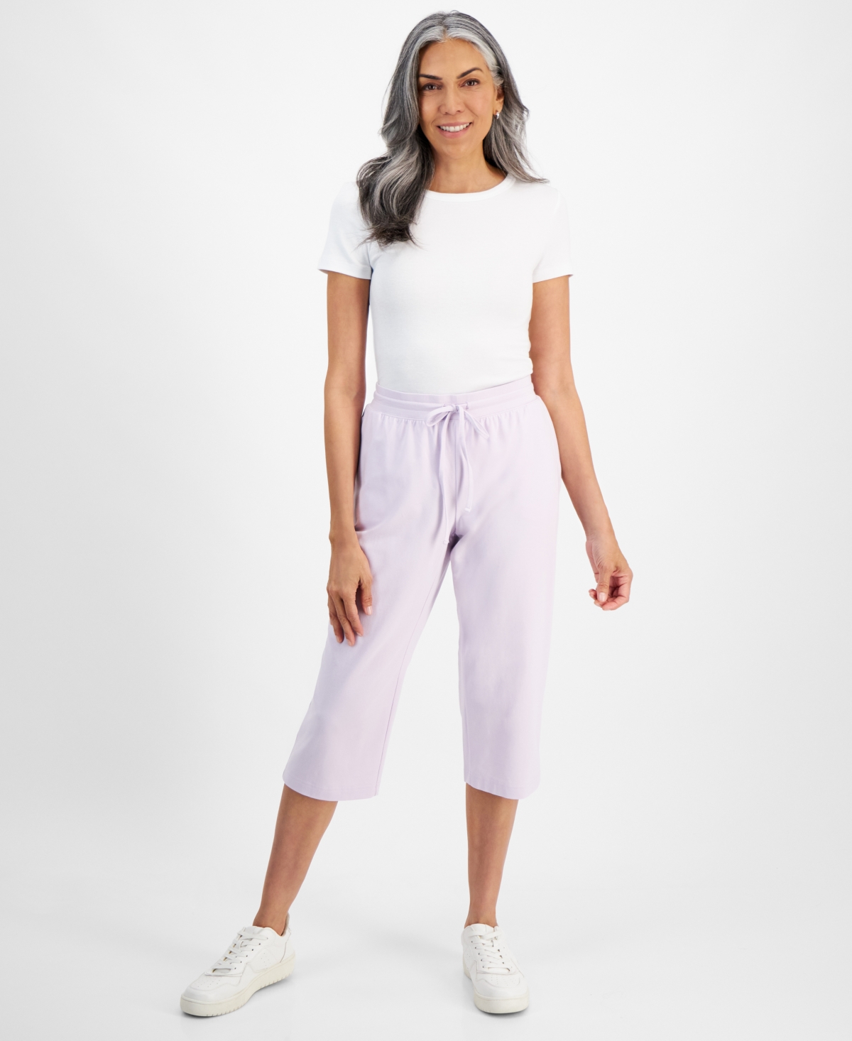 Shop Style & Co Women's Mid Rise Capri Sweatpants, Created For Macy's In Lavender Fog