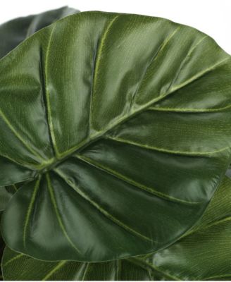 24" Indoor Artificial Alocasia Plant with Decorative Black Pot