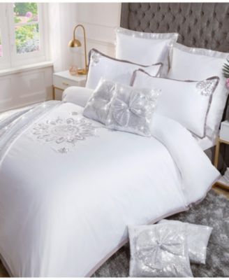 Grace Sequin Embellished 3 Piece Duvet Cover Set With Matching Pillow Cases, King