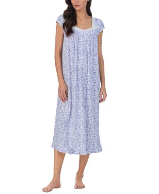 Eileen West - Women's Printed Cap-Sleeve Midi Nightgown