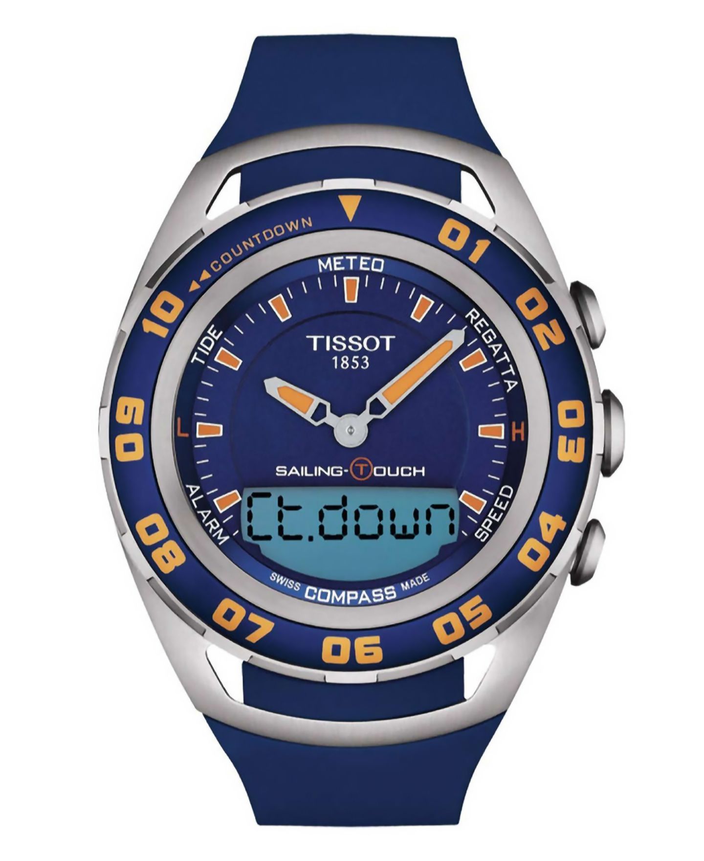 Мужские часы Tissot Swiss Sailing Touch Blue Rubber Strap Watch 45mm — фото 1