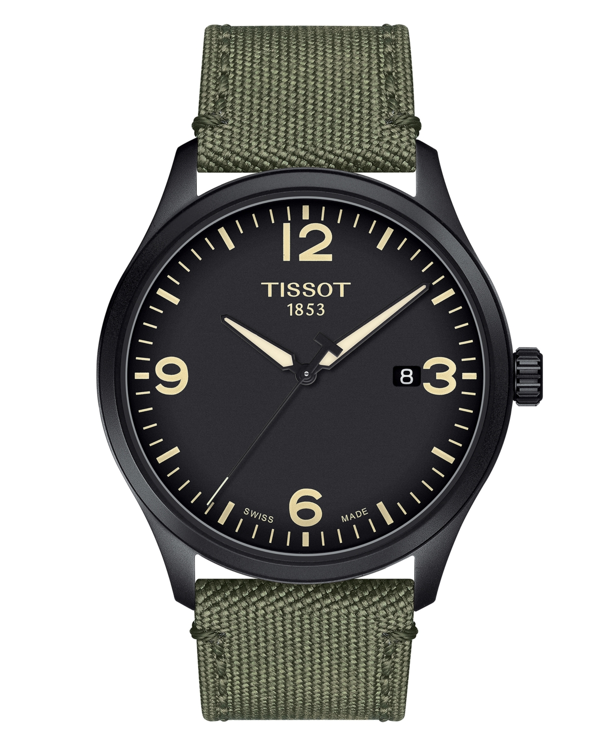 Shop Tissot Men's Swiss Gent Xl Green Fabric Strap Watch 42mm In No Color