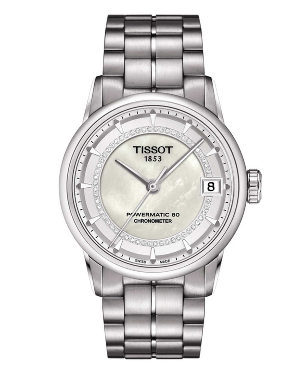 Shop Tissot Women's Swiss Automatic T-classic Luxury Diamond (x Ct. T.w.) Stainless Steel Bracelet Watch 33mm In Silver
