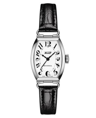 Tissot - Women's Swiss Automatic Heritage Porto Mechanical Black Leather Strap Watch 22mm