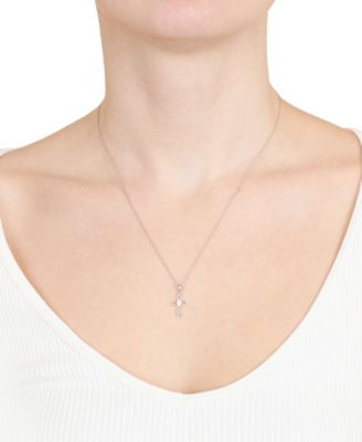 Cubic Zirconia 18" Cross Pendant Necklace in Sterling Silver, Created for Macy's
