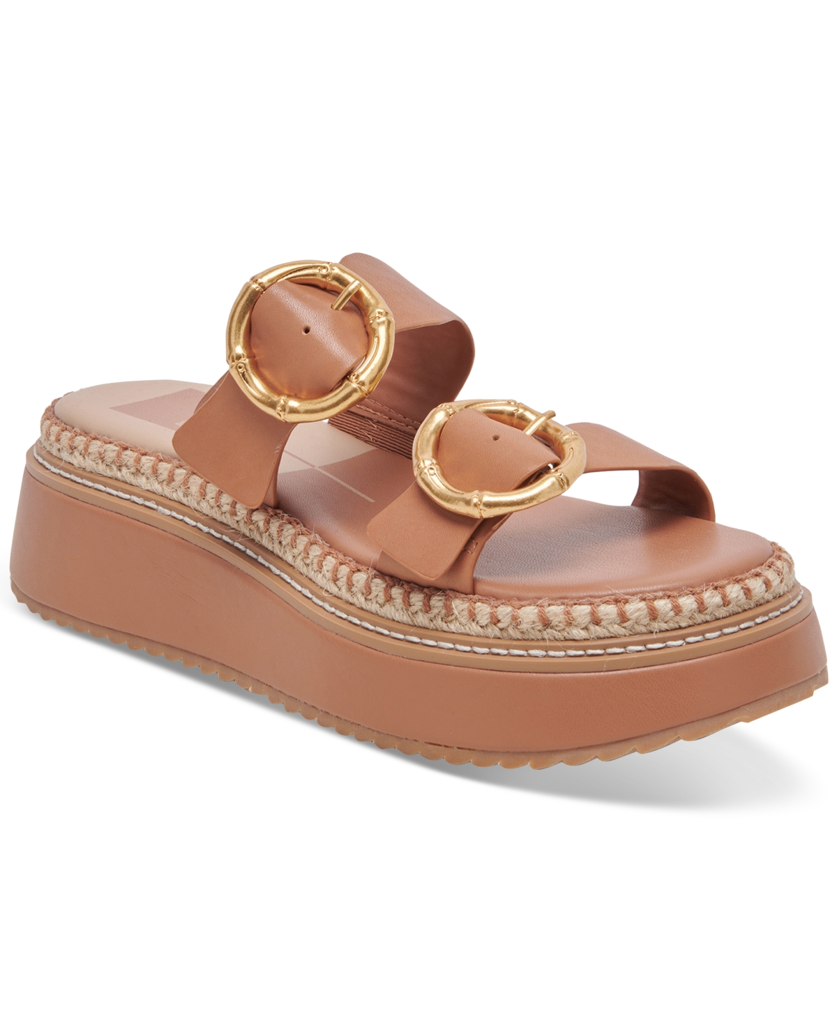 Shop Dolce Vita Women's Rysha Buckled Espadrille Platform Wedge Sandals In Cider Leather