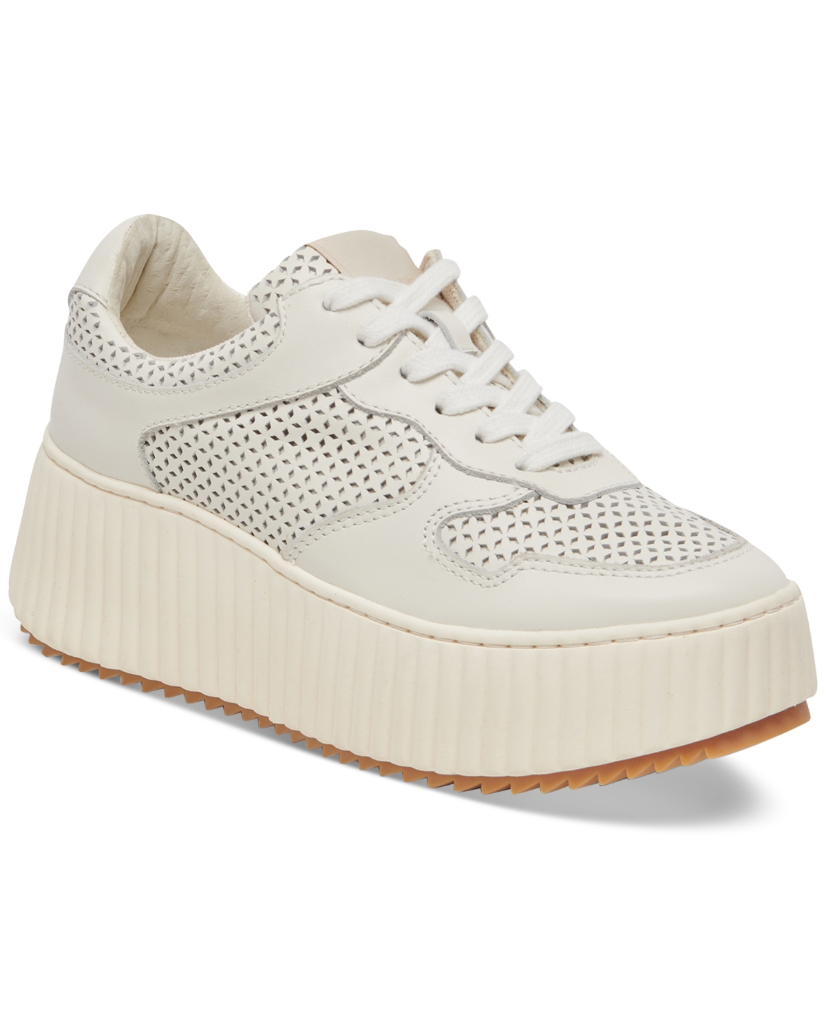 Daisha Lace-Up Platform Sneakers - White Perforated