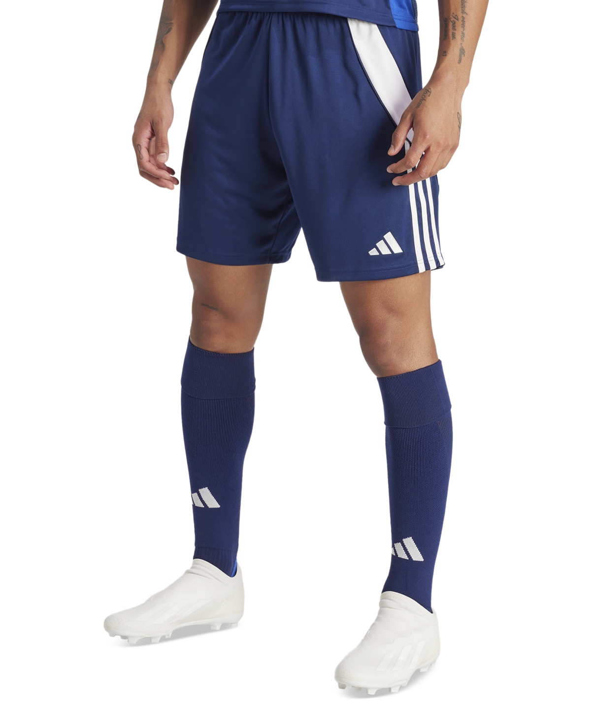 Adidas Originals Men's Tiro 24 Moisture-wicking Drawstring 8" Shorts In Team Navy,white