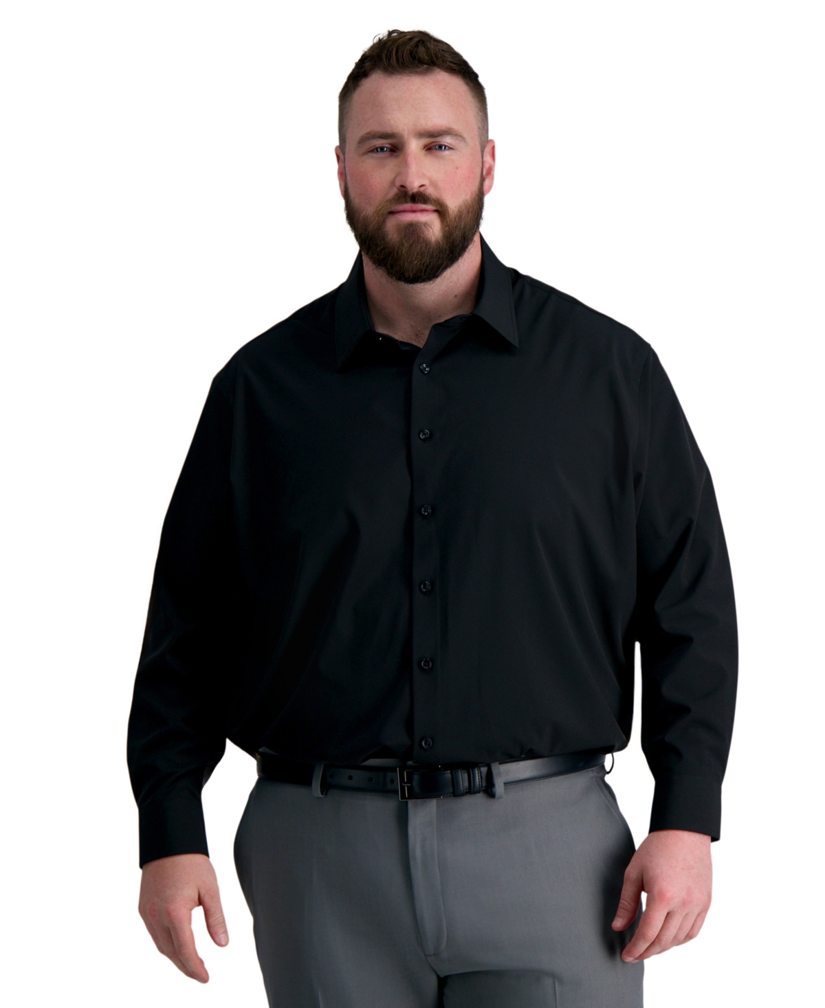 Men's Big & Tall Classic-Fit Dress Shirt - Black Gingham