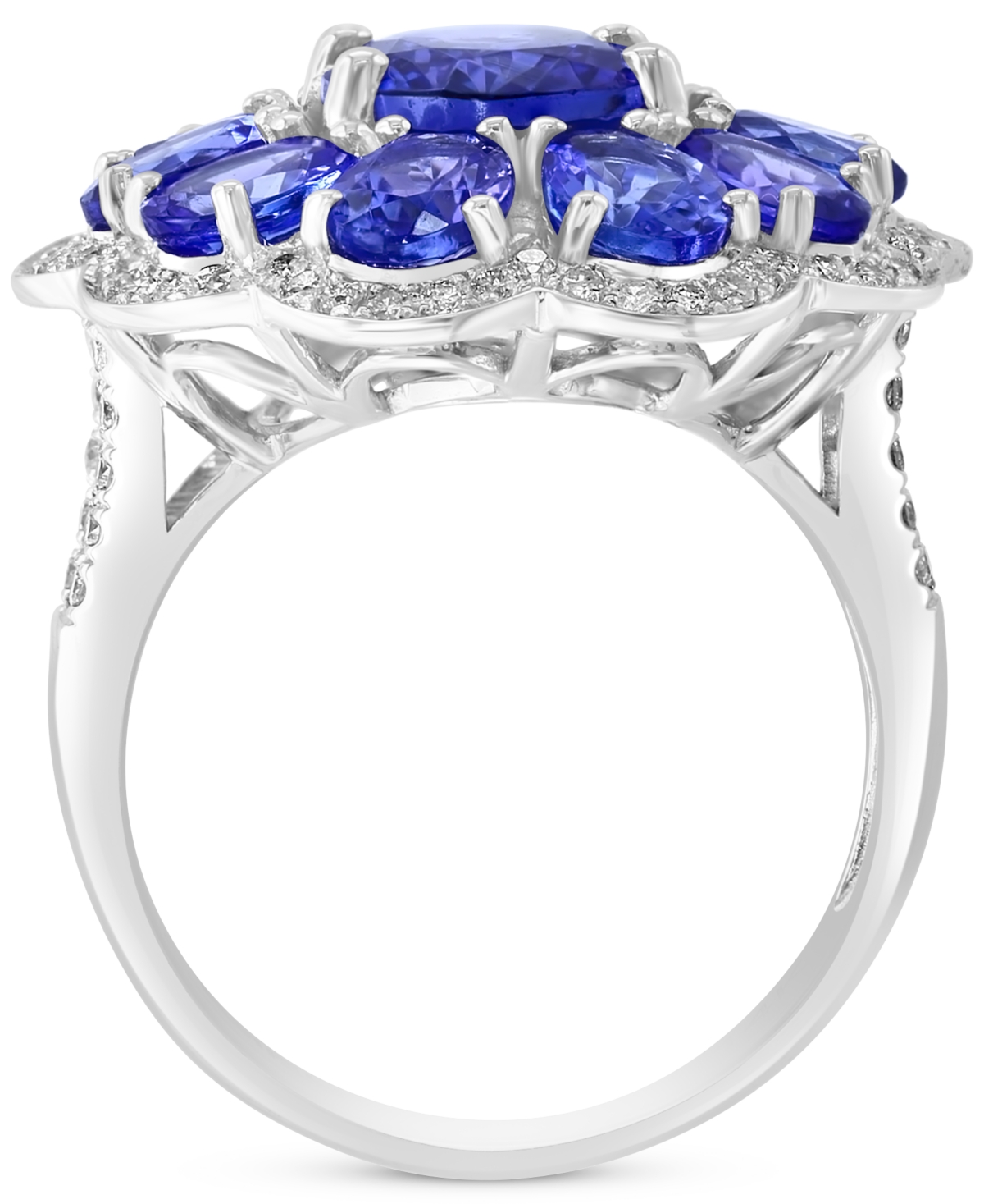 Effy Tanzanite (5-7/8 ct. t.w.) & Diamond (3/8 ct. t.w.) Flower Ring in 14k- White Gold