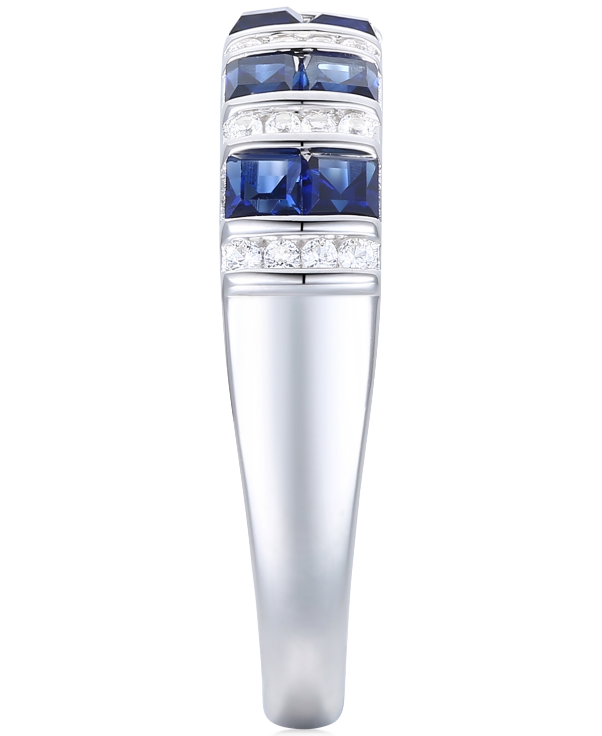 Lab-Grown Emerald (3/8 ct. t.w.) & Lab-Grown White(1/8 ct. t.w.) Band in 14k Gold-Plated Sterling Silver (Also in Lab-Grown Blue&