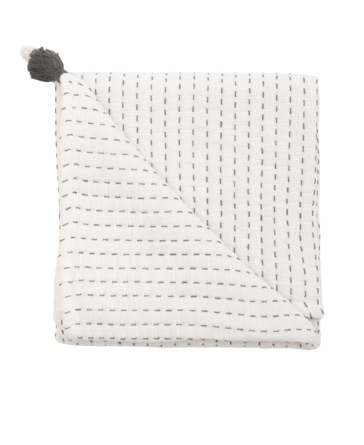 Crane Baby Babies' White And Black Stitched Stripe Blanket