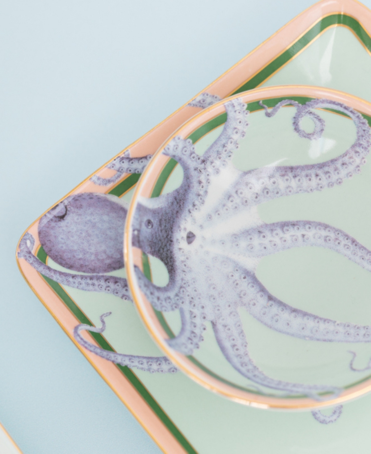 Yvonne Ellen Under The Sea Sushi Plates With Dip Bowls, Set Of 2 In Multicolor