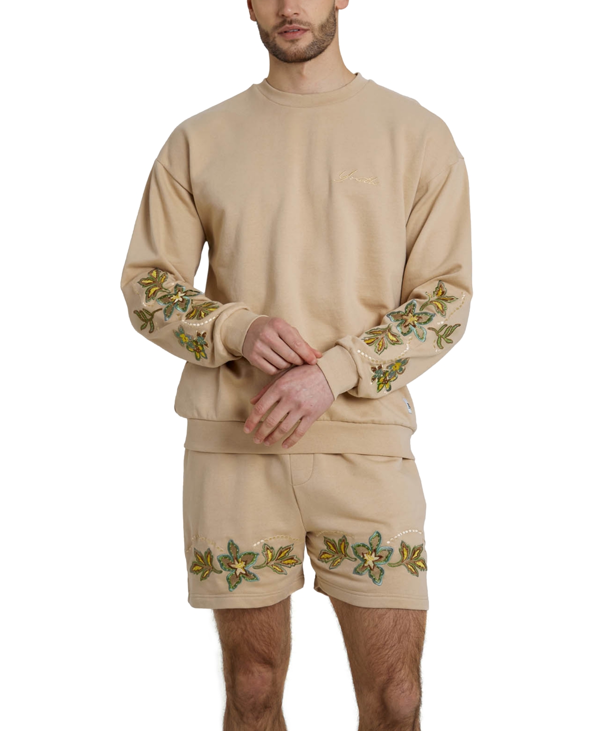 Native Youth Men's Floral Jersey Sweatshirt In Brown