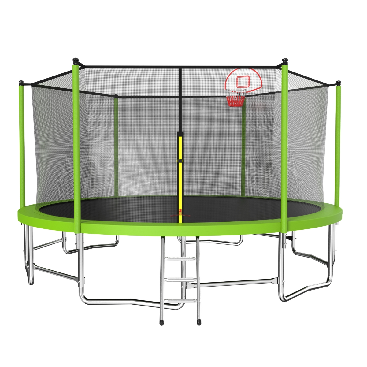 16ft Trampoline with Bar, Hoop & Enclosure - Antique green