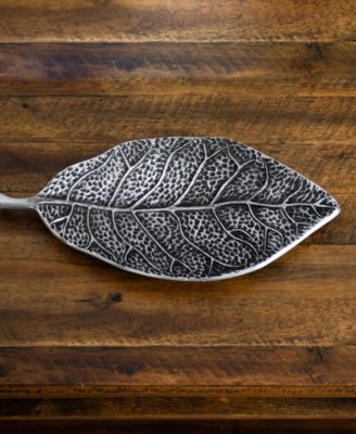 16in. Antique Leaf Decorative Accent Tray