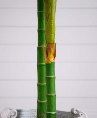 8ft. Golden Cane Artificial Palm Tree in Handmade Natural Cotton Planter