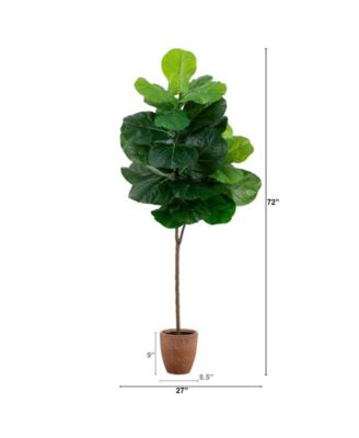 6ft. Artificial Giant Leaf Fiddle Leaf Fig Tree in Decorative Planter with Real Touch Leaves