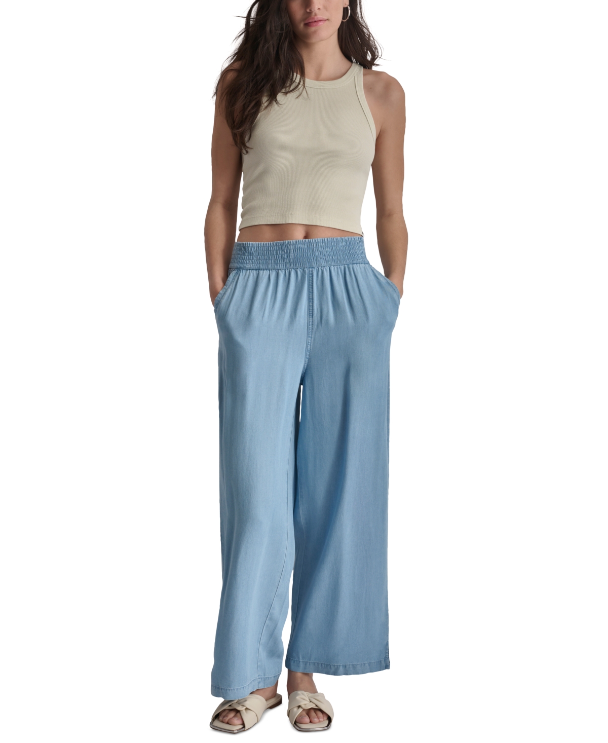 Women's Pull-On Wide-Leg Ankle Pants - Chambray