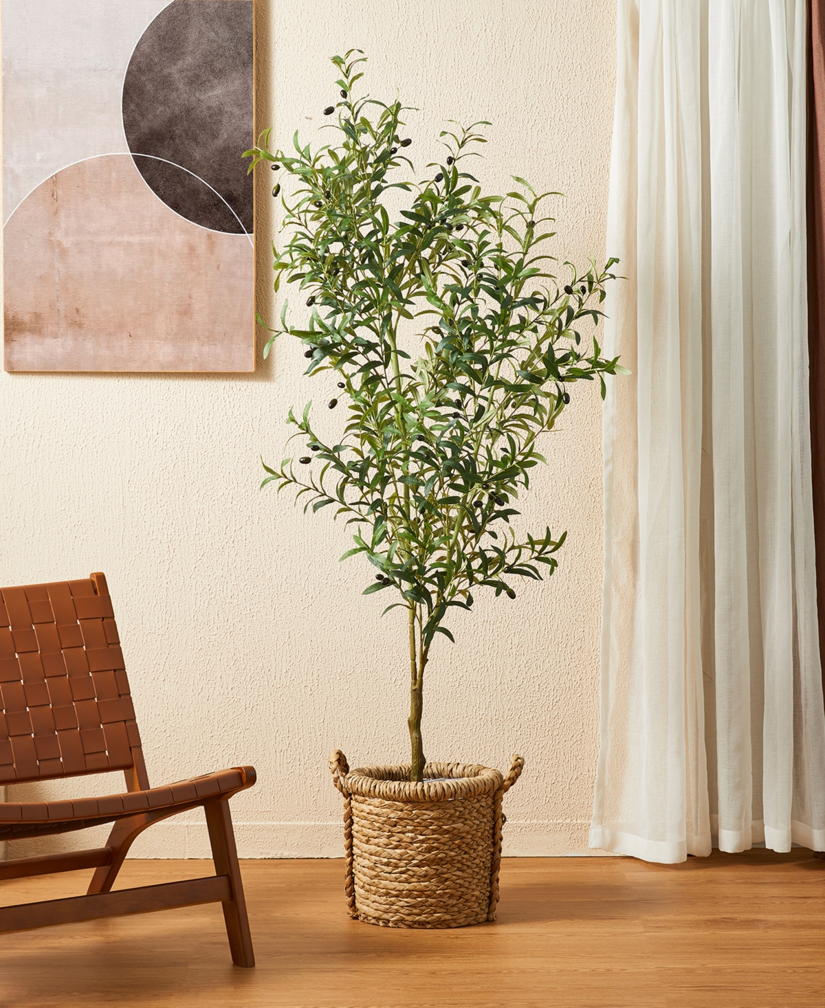 Glitzhome 6ft. Faux Olive Tree In Pot In Multi