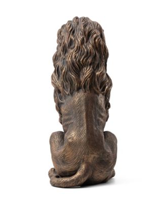Set of 2 Oversized Bronze Sitting Lion Garden Statue