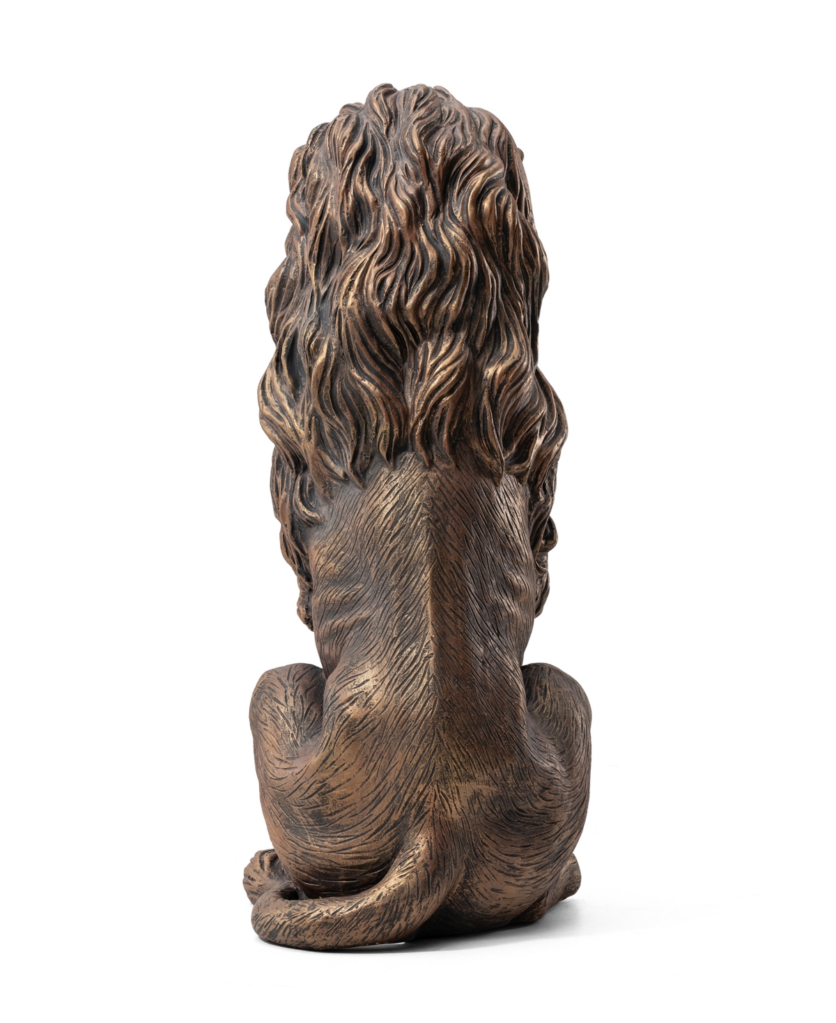 Glitzhome Set Of 2 Oversized Bronze Sitting Lion Garden Statue In Bronze