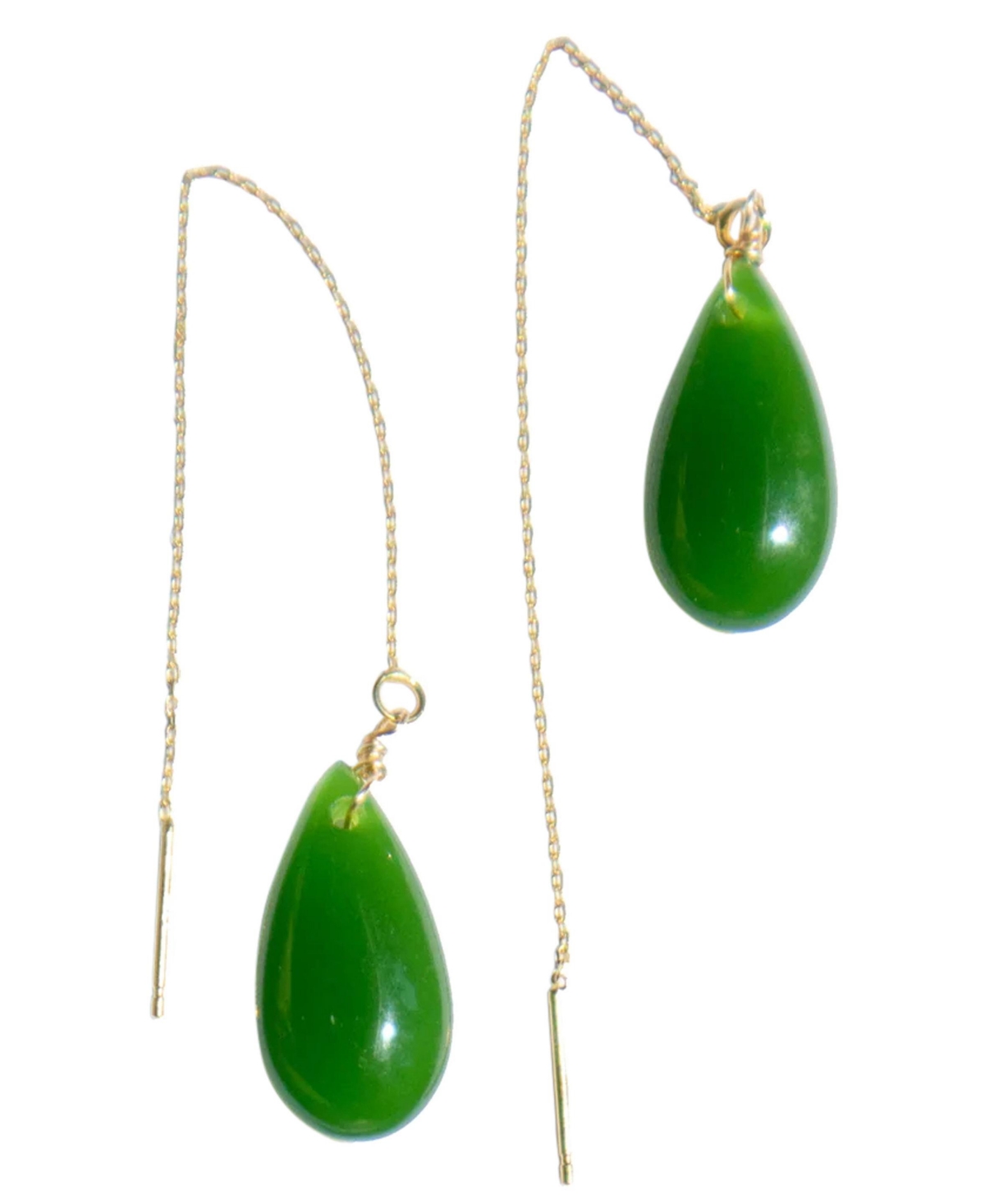 Waterdrop - Lab jade drop earrings - Green