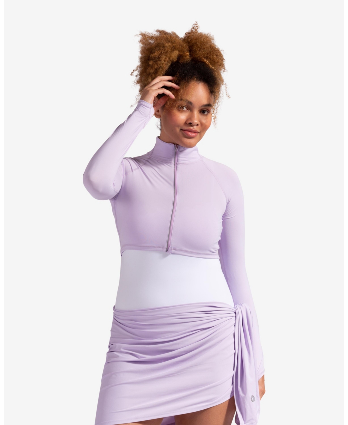 Women's Upf 50+ Sun Protective Full Zip Crop Top - Lavender